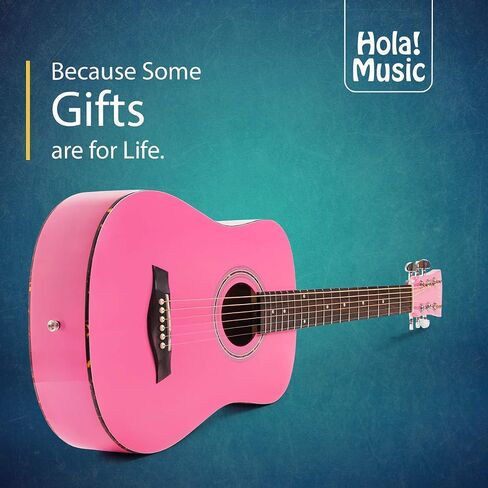 Hola! Music 3/4 Size Acoustic Guitar Bundle for Beginners, 6 String Beginner Solid Spruce Top Acoustic Guitar With Rosewood FIngerboard, 36 inch, Pink in Kuwait
