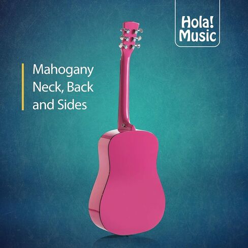 Hola! Music 3/4 Size Acoustic Guitar Bundle for Beginners, 6 String Beginner Solid Spruce Top Acoustic Guitar With Rosewood FIngerboard, 36 inch, Pink in Kuwait