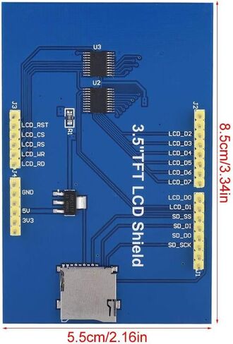 وحدة شاشة LCD 3.5 بوصة 480 × 320 دقة الدعم HD لـ & Mega 2560 لوحة DIY ، اللمس/لا تعمل باللمس (مع لوحة اللمس) in Saudi Arabia