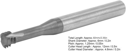 Milling Cutter Metric 60° 3‑Tooth Tungsten Steel Thread Engraving Tool M8x1.25xD6x60 for Machining Metal in Saudi Arabia