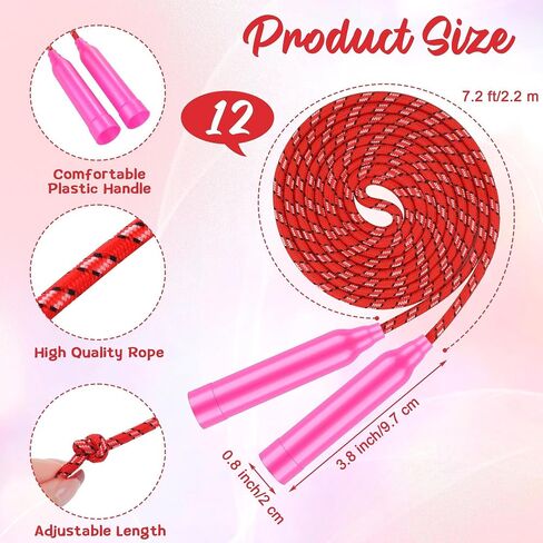 Aneco Colorful Jump Rope Emork Exercy Equipment 7.2 قدم حبل حبل ملون من النايلون لمرض التمرينات في الهواء الطلق. in Saudi Arabia