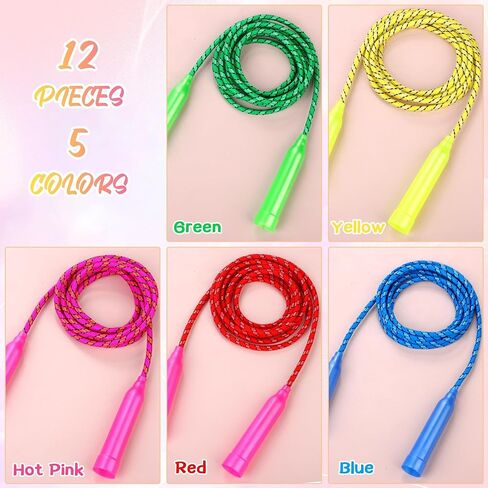Aneco Colorful Jump Rope Emork Exercy Equipment 7.2 قدم حبل حبل ملون من النايلون لمرض التمرينات في الهواء الطلق. in Saudi Arabia
