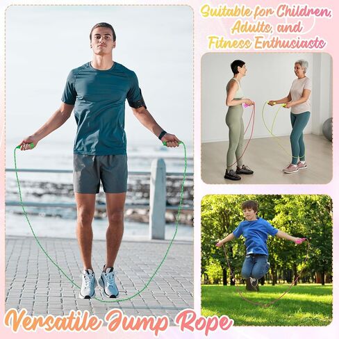 Aneco Colorful Jump Rope Emork Exercy Equipment 7.2 قدم حبل حبل ملون من النايلون لمرض التمرينات في الهواء الطلق. in Saudi Arabia