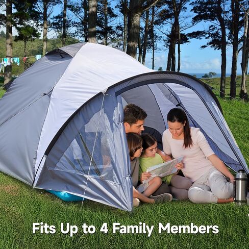 EchoSmile 4-Person Camping Tent with Clear Windows – Easy Setup Lightweight Shelter with Rainfly in Kuwait
