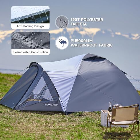 EchoSmile 4-Person Camping Tent with Clear Windows – Easy Setup Lightweight Shelter with Rainfly in Kuwait