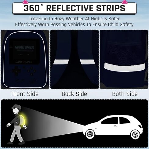 حقيبة الظهر المتداول للأطفال - 3pcs Gamer Boys Rolling Backpack مع مجموعة حقيبة الغداء ، وحرفية الكتب في المدارس المتوسطة الابتدائية مع مقبض قابل للتعديل للسفر والمدرسة in Kuwait