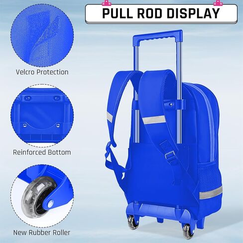 حقيبة الظهر المتداول للأطفال - 3pcs Gamer Boys Rolling Backpack مع مجموعة حقيبة الغداء ، وحرفية الكتب في المدارس المتوسطة الابتدائية مع مقبض قابل للتعديل للسفر والمدرسة in Kuwait