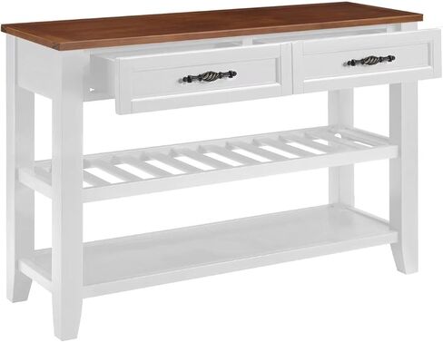 A Retros Designed Console with Two Open Shelves A Pines Solid Wood Frame and Living Room Legs, for Home Living Room, Office (White) in Saudi Arabia