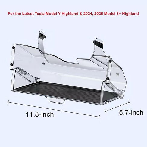 للحصول على أحدث طراز Tesla y Highland & Model 3+ Highland Dashboard حامل شاشة رف تخزين مخفي ، يمنع المغناطيسي الهز ، أكريليك أسود شفاف (العلوي + الصناديق السفلية) in Saudi Arabia