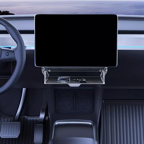 للحصول على أحدث طراز Tesla y Highland & Model 3+ Highland Dashboard حامل شاشة رف تخزين مخفي ، يمنع المغناطيسي الهز ، أكريليك أسود شفاف (العلوي + الصناديق السفلية) in Saudi Arabia