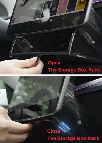 للحصول على أحدث طراز Tesla y Highland & Model 3+ Highland Dashboard حامل شاشة رف تخزين مخفي ، يمنع المغناطيسي الهز ، أكريليك أسود شفاف (العلوي + الصناديق السفلية) in Saudi Arabia