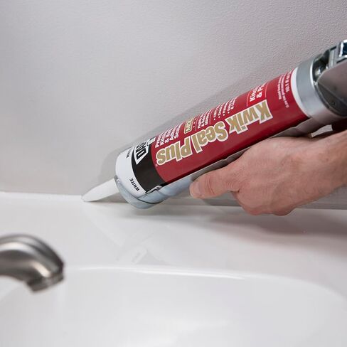 DAP Kwik Seal Plus Kitchen & Bath Adhesive Sealant, White, 10.1 Oz (7079818510) in Saudi Arabia