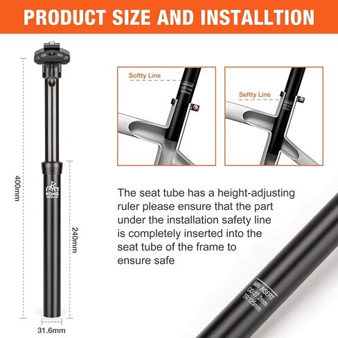 Dropper Post 27.2/30.9/31.6mm x 400mm Length 125mm Travel Lightweight Aluminum Alloy Seat Post for Mountain Road Bike BMX eBike in Kuwait