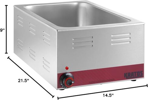Kratos Commercial Electric Countertop Food Warmer/Cooker, 120V, 1500 Watts | Stainless Steel Portable Steam Table, Fits a 12" x 20" Food Pan (28W-169) in Saudi Arabia