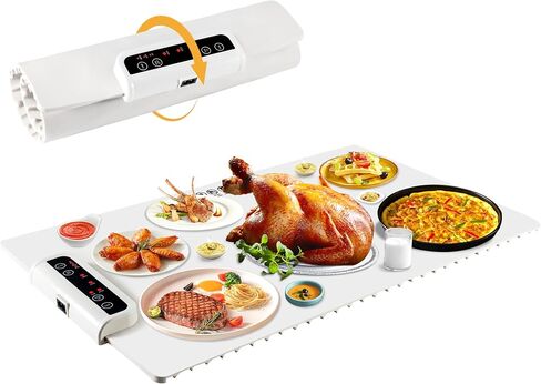 Food Warming Mat- Foldable Warming Mat for Food with Adjustable Temperature Control Time Moders Locking Function Electric Warming Tray for Parties,Home,Travel,Buffet Dark Blue in Saudi Arabia
