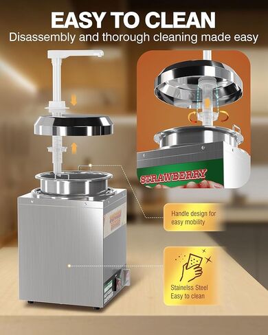 WantJoin 4.6Qt Nacho Cheese Dispenser with Pump - Nacho Cheese Warmer,Stainless Steel Hot Fudge Warmer W/5-Level Temperature Adjustment,Hot Fudge Dispenser for Hot Fudge Cheese Caramel in Kuwait