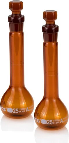 200 ml Volumetric Flask,Clear,3.3Borosilicate Glass,Class A,NS14/23 Glass Stopper,Laboratory Project (Pack of 2) in Kuwait