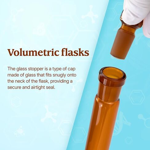 200 ml Volumetric Flask,Clear,3.3Borosilicate Glass,Class A,NS14/23 Glass Stopper,Laboratory Project (Pack of 2) in Kuwait