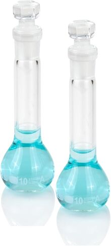 200 ml Volumetric Flask,Clear,3.3Borosilicate Glass,Class A,NS14/23 Glass Stopper,Laboratory Project (Pack of 2) in Kuwait