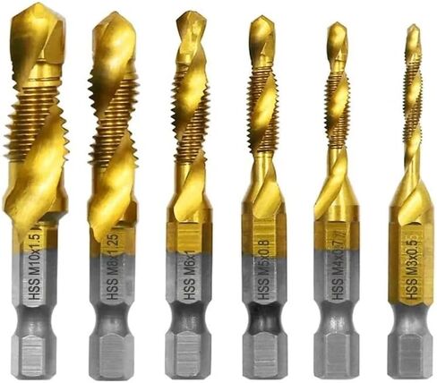6pc فولاذ 6pc 4341 حفر الحنفية المركب من التيتانيوم والنقر المتكامل المتكامل النقر فوق مجموعة أدوات الشمرف in Saudi Arabia