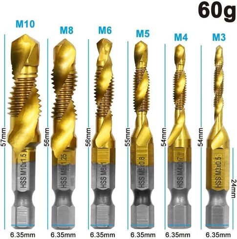 6pc فولاذ 6pc 4341 حفر الحنفية المركب من التيتانيوم والنقر المتكامل المتكامل النقر فوق مجموعة أدوات الشمرف in Saudi Arabia
