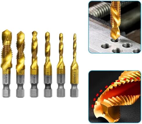 6pc فولاذ 6pc 4341 حفر الحنفية المركب من التيتانيوم والنقر المتكامل المتكامل النقر فوق مجموعة أدوات الشمرف in Saudi Arabia