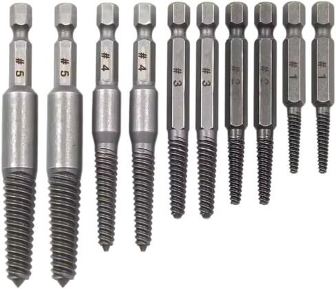 10-Piece Screw Extractor Set, Hex Shank, High Carbon Steel, Chrome Plated in Saudi Arabia
