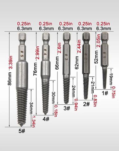 10-Piece Screw Extractor Set, Hex Shank, High Carbon Steel, Chrome Plated in Saudi Arabia