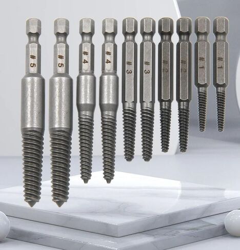 10-Piece Screw Extractor Set, Hex Shank, High Carbon Steel, Chrome Plated in Saudi Arabia
