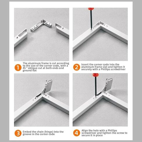 2/4Pcs Cabinet Door Hinge Aluminum Frame Door Pivots Corner Code Corner Brackets Concealed Shafts Hinges Easy to Use Adjustable Aluminum Frame Hinge in Saudi Arabia