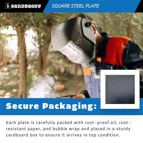 Sandbaggy 3 "× 3" × 3/16 "لوحة فولاذية مربعة - A36 ورقة فولاذية مدفوقة الساخنة - ناعمة ، خالية من المقياس ، الحد الأدنى من المطحنة - الأكسيد الأسود/المغطى بالزيت (1) in Saudi Arabia
