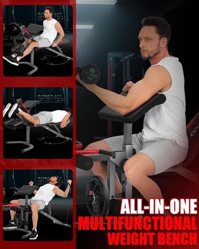 Professional Weight Bench with Leg Extension & Leg Curl & Preacher Curl, Heavy-Duty Adjustable Weight Bench Press Set Incline Decline Flat Workout Bench Full Body Strength Training for Home Gym in Saudi Arabia