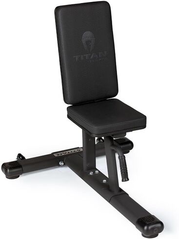 Titan Fitness Seated Stationary Bench, Rated 330 LB, Ergonomic Angled Back, Comfortable HeftyGrip Padding, Front Handle, Rear Wheels for Easy Transport, Utility Upright Weight Bench in Kuwait
