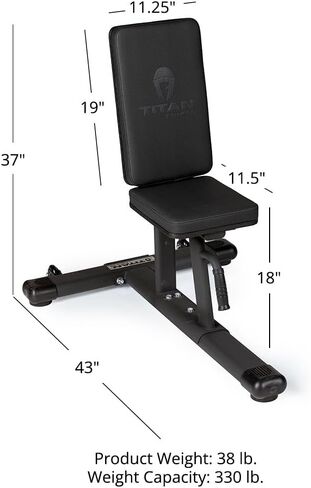 Titan Fitness Seated Stationary Bench, Rated 330 LB, Ergonomic Angled Back, Comfortable HeftyGrip Padding, Front Handle, Rear Wheels for Easy Transport, Utility Upright Weight Bench in Kuwait