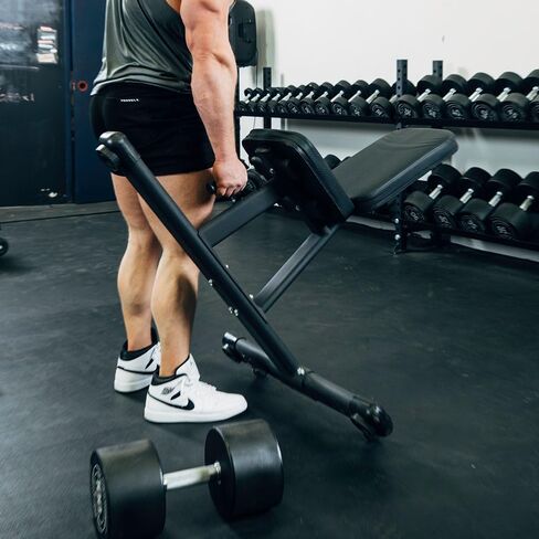 Titan Fitness Seated Stationary Bench, Rated 330 LB, Ergonomic Angled Back, Comfortable HeftyGrip Padding, Front Handle, Rear Wheels for Easy Transport, Utility Upright Weight Bench in Kuwait