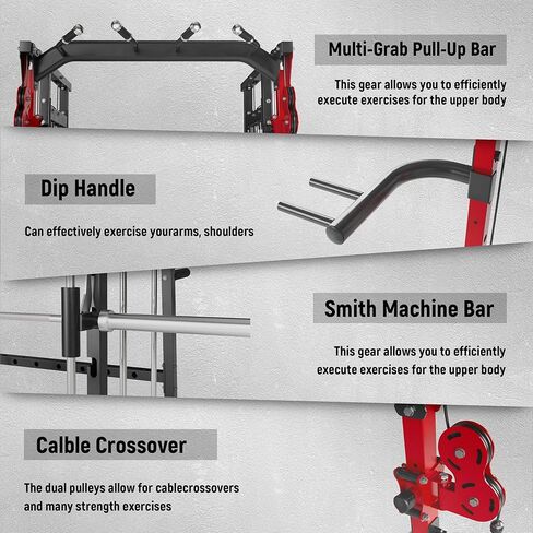 Major Fitness SML07 Machine All-in-Home Gym Power-Power-Power-Power Bar مع شريط الوزن وأنظمة Lat المنسدلة وآلة كروس الكابلات ، مرفق التمرين in Kuwait