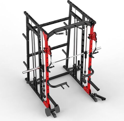 Major Fitness SML07 Machine All-in-Home Gym Power-Power-Power-Power Bar مع شريط الوزن وأنظمة Lat المنسدلة وآلة كروس الكابلات ، مرفق التمرين in Kuwait