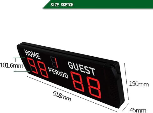 Portable LED Electronic Scoreboard for Badminton, Table Tennis & Basketball - Remote Control, 61.8x4.5x19cm, Clear Display (Black 61.8x4.5x19cm) in Saudi Arabia