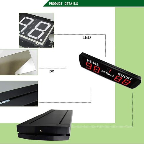 Portable LED Electronic Scoreboard for Badminton, Table Tennis & Basketball - Remote Control, 61.8x4.5x19cm, Clear Display (Black 61.8x4.5x19cm) in Saudi Arabia