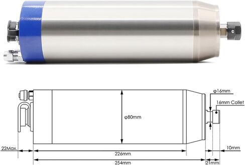 1.5kw ER16 Metal Water-Cooled Spindle Motor 400Hz Pole Number = 2(380v) in Kuwait