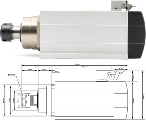 6.0KW air-cooled spindle ER32 300Hz 220v / 380v with mounting flange 4 ceramic ball bearings with accuracy 0.01mm(220V) in Saudi Arabia