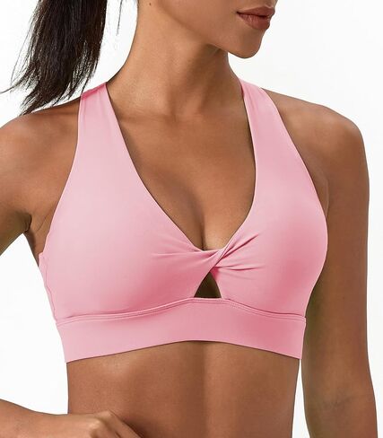 Sports Bra for Women High Impact Padded Workout Bra Twist Front Running Bra Crop Tops Supportive Bras for Yoga Training in Kuwait