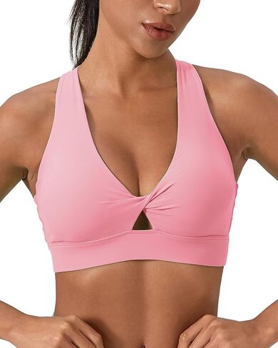 Sports Bra for Women High Impact Padded Workout Bra Twist Front Running Bra Crop Tops Supportive Bras for Yoga Training in Kuwait