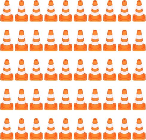 50Pcs Mini Traffic Cones, 1" Plastic Miniature Road Safety Cones, Mini Traffic Signs Barricades Signs Roadblock Toys for Street Sign Micro Landscape Sand Table in Saudi Arabia