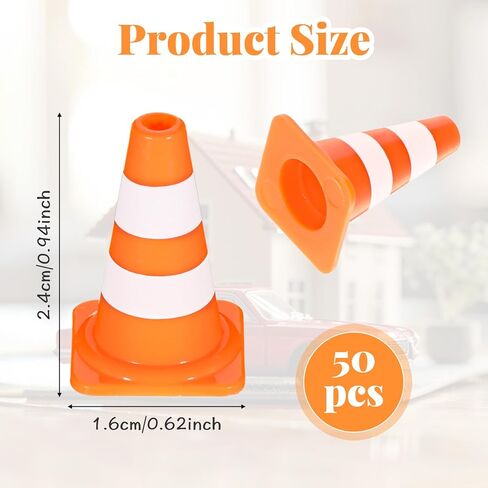 50Pcs Mini Traffic Cones, 1" Plastic Miniature Road Safety Cones, Mini Traffic Signs Barricades Signs Roadblock Toys for Street Sign Micro Landscape Sand Table in Saudi Arabia