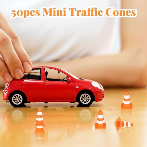 50Pcs Mini Traffic Cones, 1" Plastic Miniature Road Safety Cones, Mini Traffic Signs Barricades Signs Roadblock Toys for Street Sign Micro Landscape Sand Table in Saudi Arabia