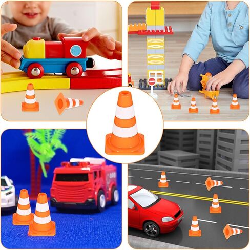 50Pcs Mini Traffic Cones, 1" Plastic Miniature Road Safety Cones, Mini Traffic Signs Barricades Signs Roadblock Toys for Street Sign Micro Landscape Sand Table in Saudi Arabia
