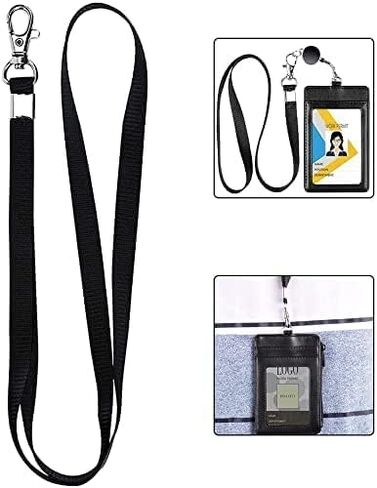 Black Card Lanyard Lanyards Adjustable Lanyards for Neck with Swivel Hook for Office School Identity Card Pass Badge Man Woman Student Black Deft Processed, Identification Badges and Supplies in Saudi Arabia