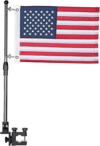 KEMIMOTO 2 Pcs Boat American Flag Pole Kit, 360° Adjustable 12''x18'' Pontoon Boat Flag, for 0.8''-1.35'' Round/Square Rails, 2.5ft Pole for Boat & Golf Cart, Pontoon Boat Accessories (Flag Included) in Saudi Arabia