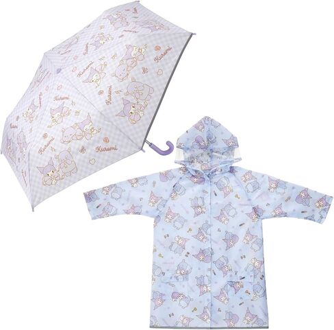 Skater KUROMI Character Rain Jacket for 43"-49" Height and Folding Umbrella 37" Set for Girls 5-7 Years Old Lavender [from Japan] in Saudi Arabia